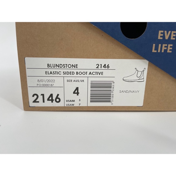 Blundstone Tan Sand Suede Navy Active Sneaker Chelsea Boot Men 5 Women 7 - Picture 4 of 8